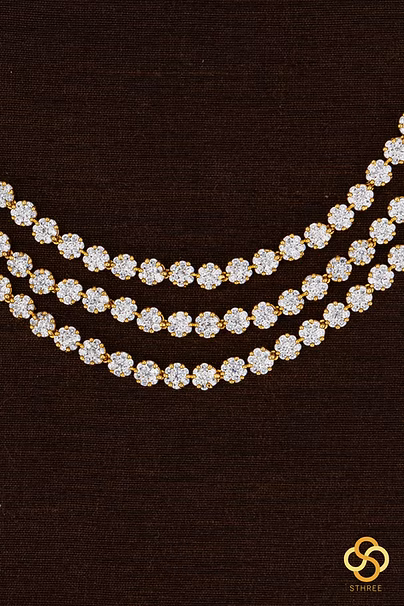 Three liner diamond pattern necklace