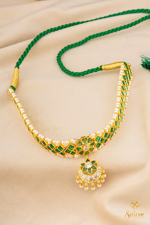 Traditional Kemp Choker -Green with Pearls