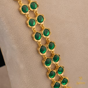 Two liner Palakkad Necklace - Emerald green