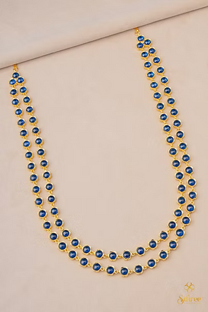 Two liner Palakkad Necklace - Sapphire blue