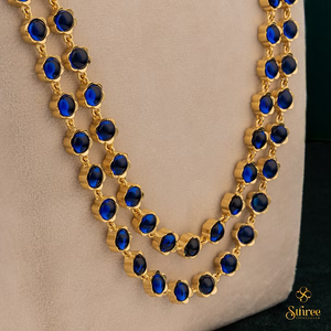 Two liner Palakkad Necklace - Sapphire blue