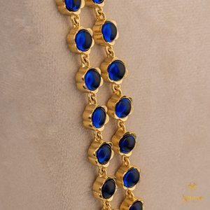 Two liner Palakkad Necklace - Sapphire blue