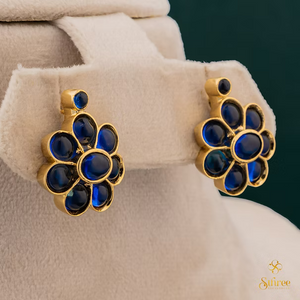 Two liner Palakkad Necklace - Sapphire blue