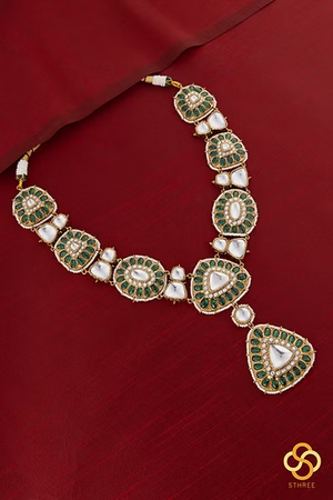 Emerald Green and Kundan Haram Set