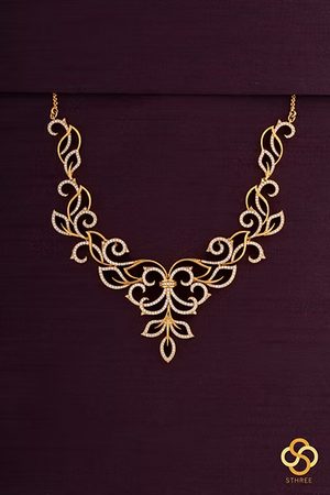 Diamond Pattern Floral Neckpiece Set