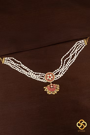 925 Silver Fresh Water Pearls Choker - Kemp red