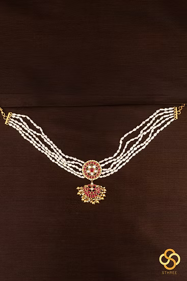 925 Silver Fresh Water Pearls Choker - Kemp red