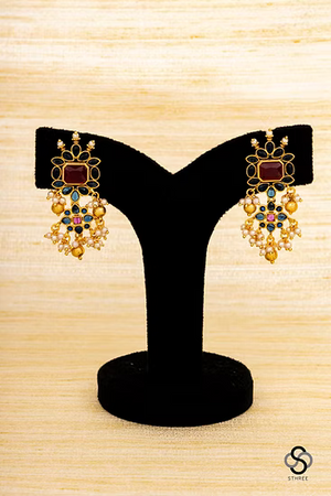Guttapusalu Long Necklace Set - Sapphire Blue