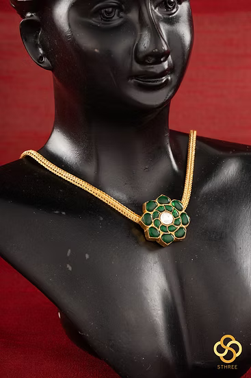925 Silver - Hrudayakamalam - Emerald Green