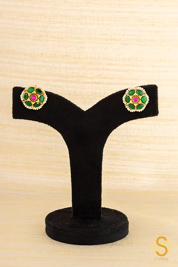 Jadau Kundan Choker - Green and Ruby Red