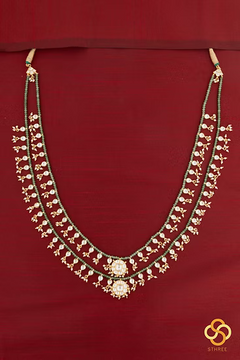 Two liner green beads with Kundan