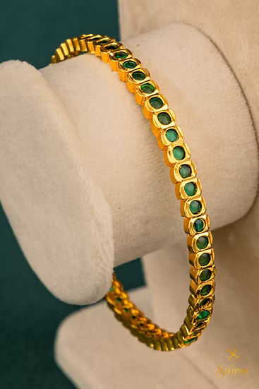 Mini Emerald Green Stone Bangles in Aympon