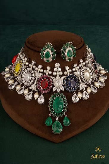 Navaratna and Zircon choker