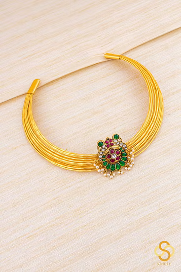Hasli Set with Jadau Kundan with Green Peacocks