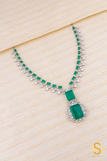 Nita Ambani inspired necklace - Zircons and emerald