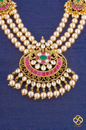 Swarovski  Pearls with a Chandbali Pendant and Mogappu