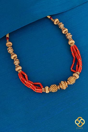 Taiwanese Tube Corals with Antique Gold Ball Set