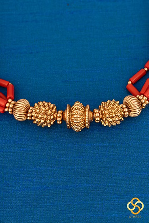 Taiwanese Tube Corals with Antique Gold Ball Set