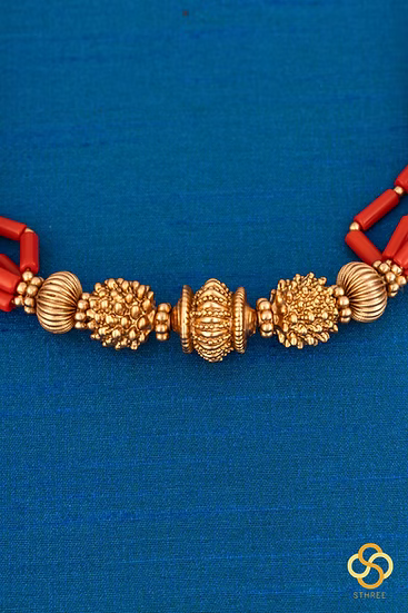 Taiwanese Tube Corals with Antique Gold Ball Set