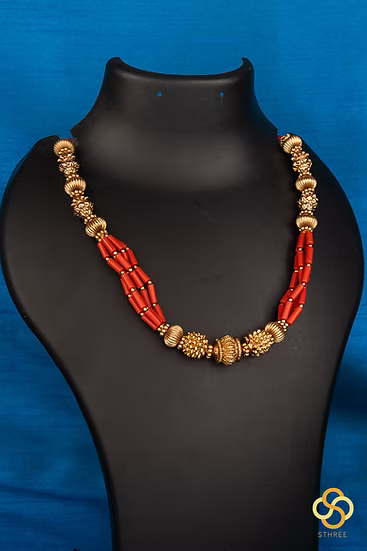 Taiwanese Tube Corals with Antique Gold Ball Set