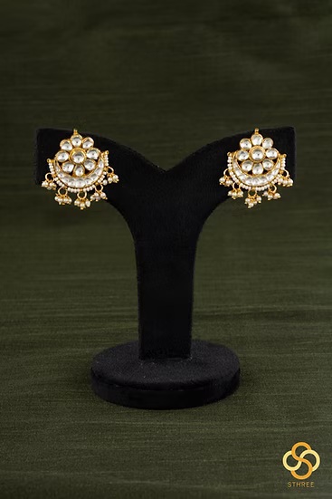 Teen Lada - Kundan and Pearls - White