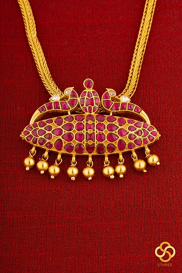 925 Silver - Thayathu Pendant - Kemp Red