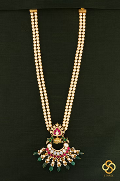Two-Liner Pearls with a Chandbali Pendant