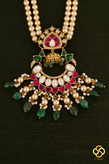 Two-Liner Pearls with a Chandbali Pendant