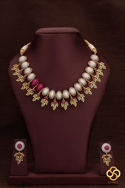 Zircon and Rubies Necklace Set - A Designer Necklace